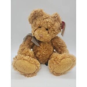 Russ Berrie Chubbie Teddy Bear Tan Plush Bears from the Past Checked Bow 1011